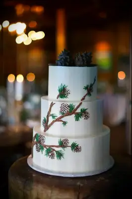 Rustic Pine and Pinecone Wedding Cake