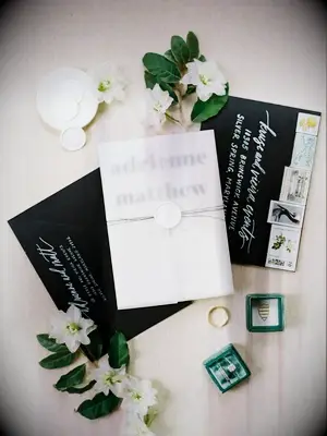 modern black-and-white wedding invitation