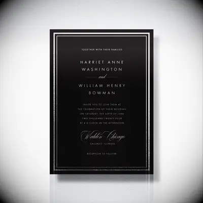 Classic black and white wedding invitation