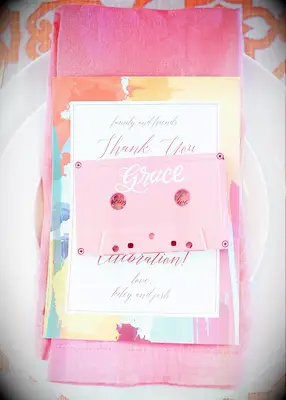 Cassette tape wedding place card idea