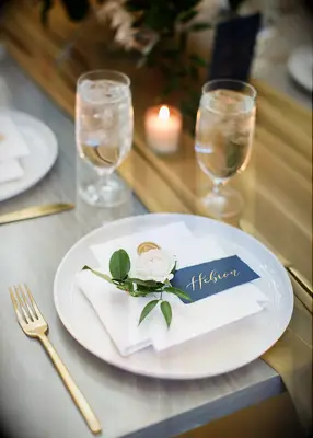Raw-edge wedding place card idea
