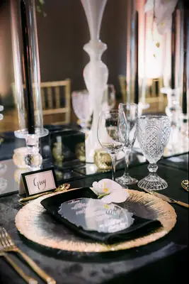 Black and White Wedding Place Card