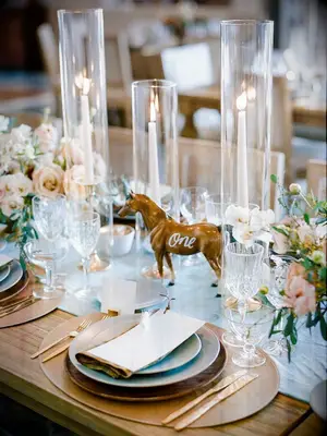 rustic place setting with horse table number
