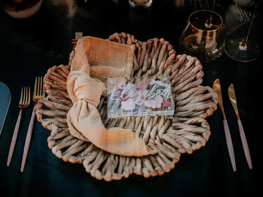 boho rattan place setting charger