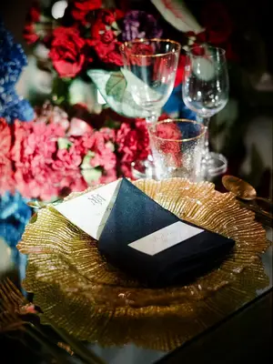 jewel-tone wedding place setting