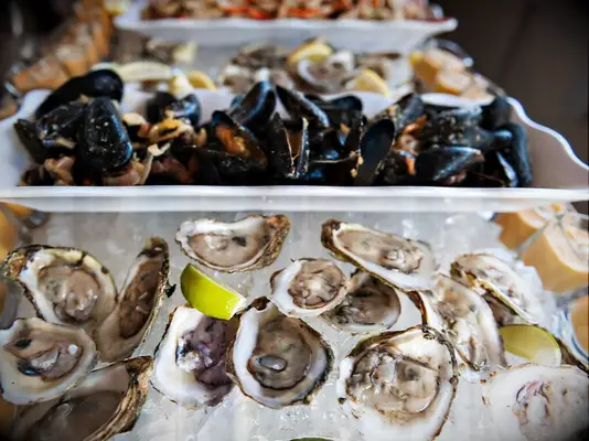 Oyster bar at summer wedding 