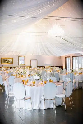 Faux tent summer wedding reception