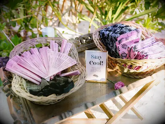 Fan and handkerchief summer wedding favors