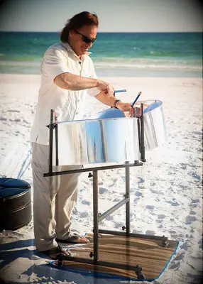 Steel drum music at beach wedding