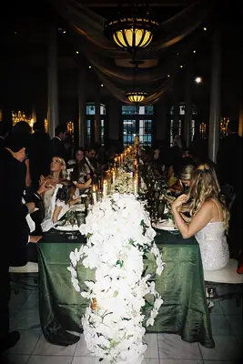 Dark green themed wedding reception
