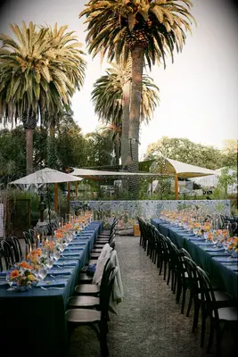 Dark blue wedding reception decor