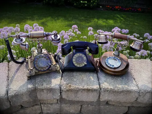 Three vintage phones for a wedding audio guest book