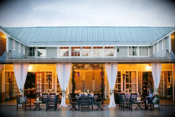 Outside wedding reception space