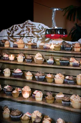 Rustic Wedding Cupcake Display for a Ski Mountain Wedding
