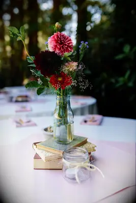 Books budget wedding centerpiece