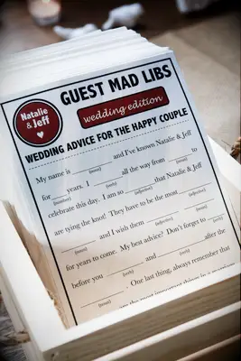 Wedding mad libs game