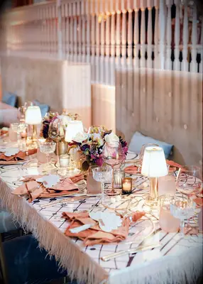 Small colorful table wedding centerpiece