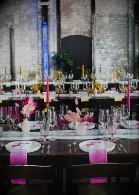 Eclectic colorful small wedding centerpiece
