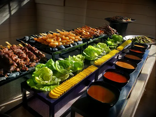 Intricate food station design wedding food trend