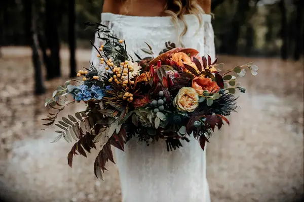 Boho eucalyptus wedding bouquet