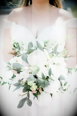 Eucalyptus and peony wedding bouquet