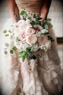 Eucalyptus bouquet with blush accent