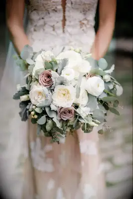 white vintage eucalyptus wedding bouquet