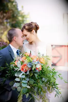 Cascading eucalyptus wedding bouquet
