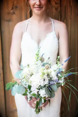 Eucalyptus Wedding Bouquet with Scabiosa and Lavender 