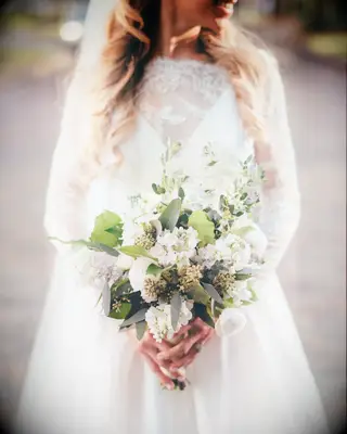 Romantic eucalyptus wedding bouquet