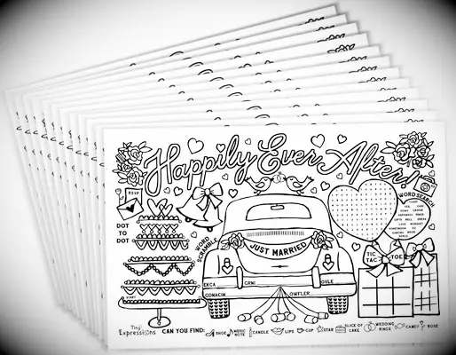 Happily Ever After wedding coloring placemat