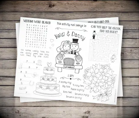 Personalized wedding coloring page