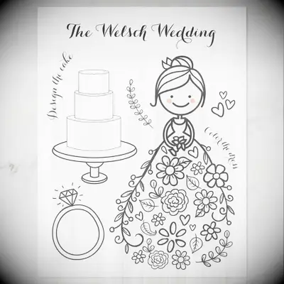 Wedding gown coloring pages for kids