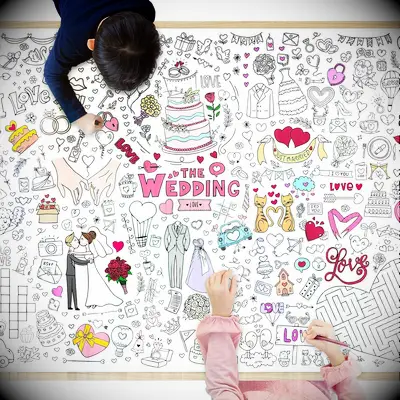 Wedding coloring poster for kids