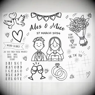 Customizable wedding coloring pictures for kids
