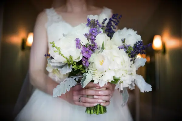 Purple and White Bouquet With Hydrangeas, Peonies and Lavender