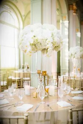 Tall Centerpiece With Orchids and Hydrangeas