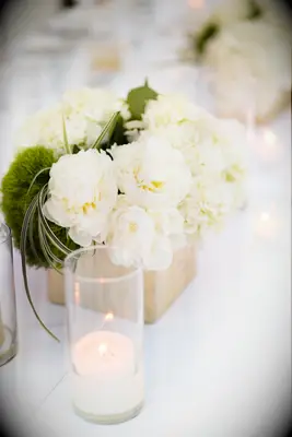 Classic White Peony and Hydrangea Centerpiece