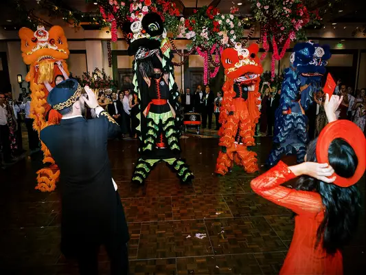 Vietnamese lion dancers