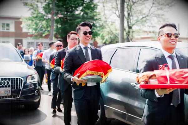 Processional of gifts during Vietnamese wedding