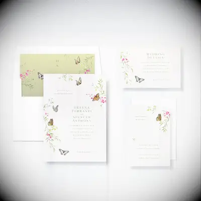Rustic Butterflies Wedding Invitations