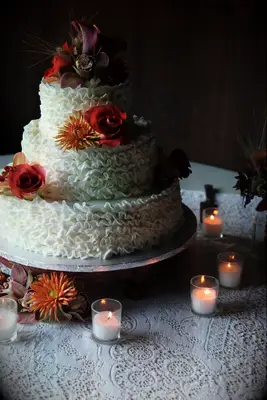 White Ruffled Buttercream Wedding Cake