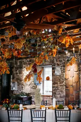 Fall-Themed Barn Reception Decoration
