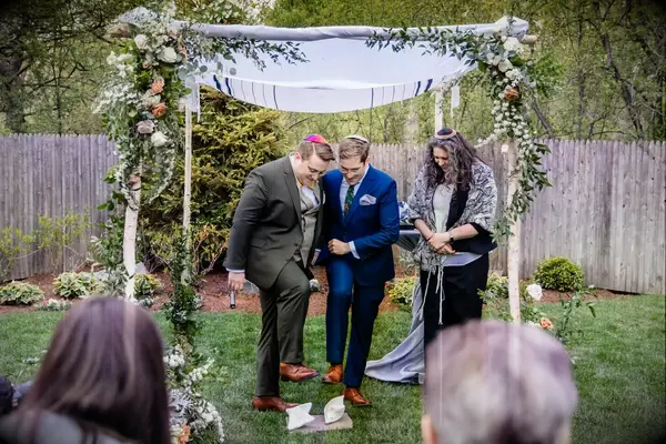 Chuppah With Greenery for Backyard Wedding Ceremony