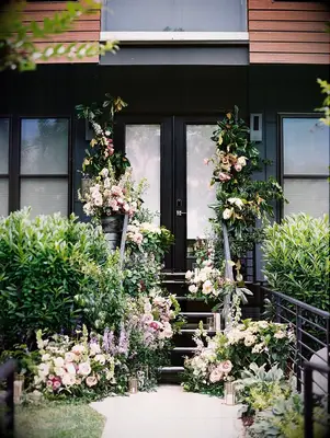 Cascading Flower Installation for At-Home Wedding