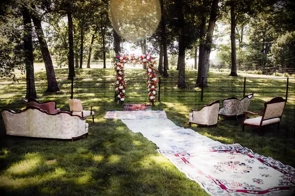 Vintage Rugs Decorated This Backyard Wedding Ceremony