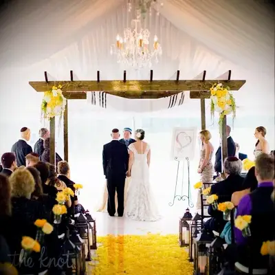 Chuppah and Chandelier Tented Wedding Ceremony