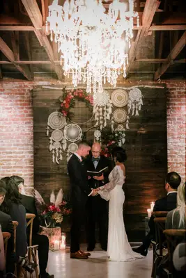Indoor Fall Wedding Ceremony Decoration Idea