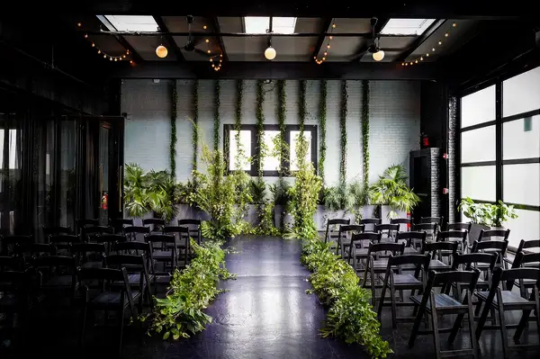 Cascading Greenery for a Modern Indoor Wedding