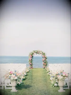 Beach Wedding Ceremony Hydrangea Arch